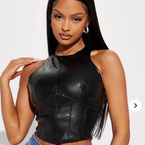 Fashion Nova Sleek Black Leather Crop Top